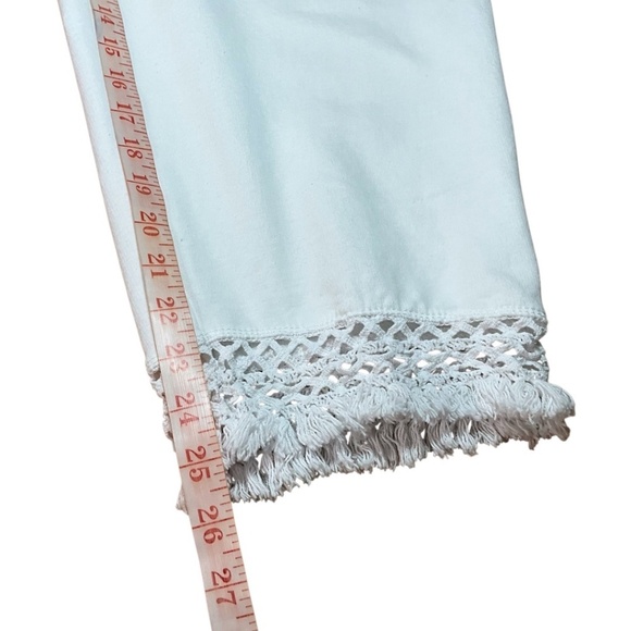 ONQUE Stretch Cotton Knit Straight Leg Pants Crochet Trim Pull On Style US Sz 2X - Picture 8 of 11